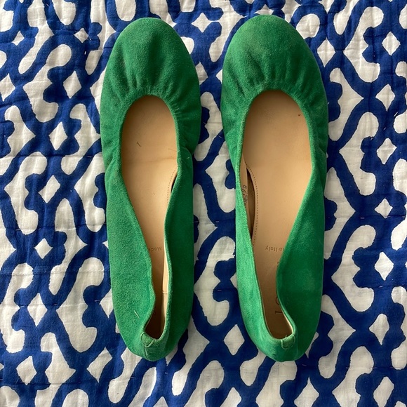 J Crew green suede ballet flats size 9.5